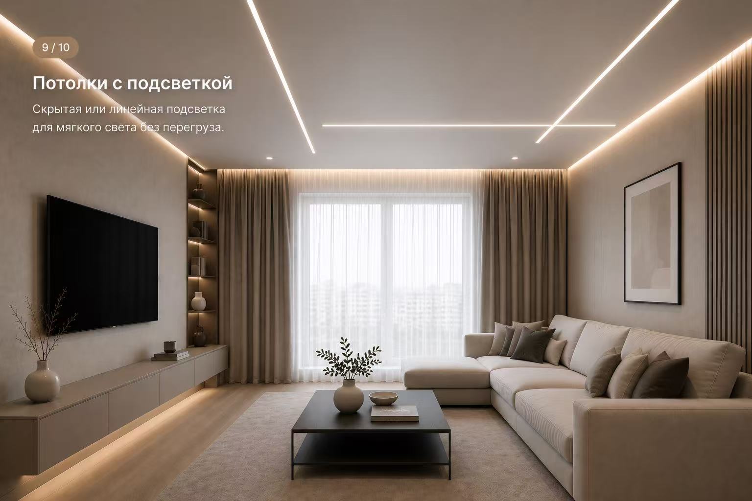 Натяжной потолок с LED подсветкой
